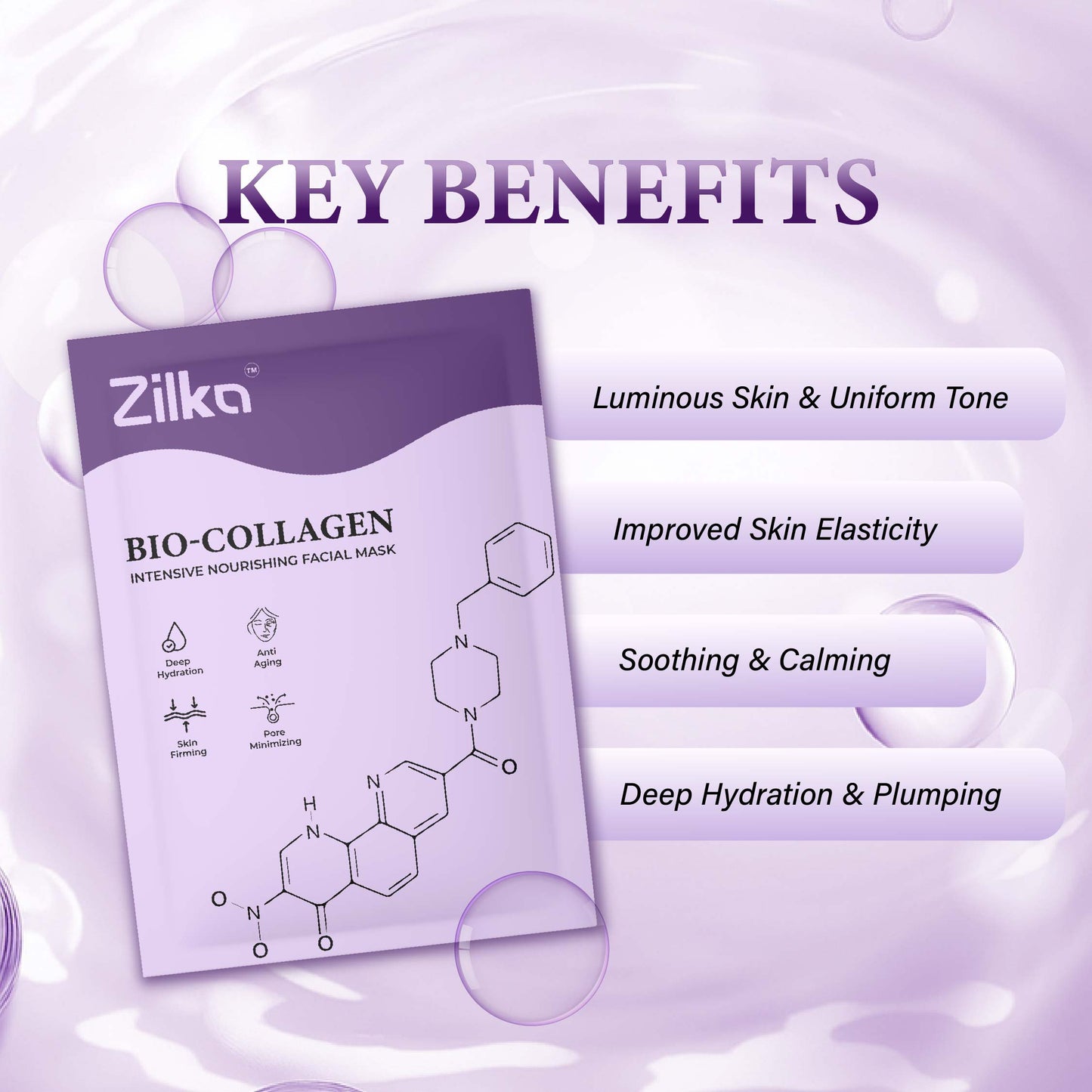 Zilka Bio Collagen Mask for Face (Pack of 8)