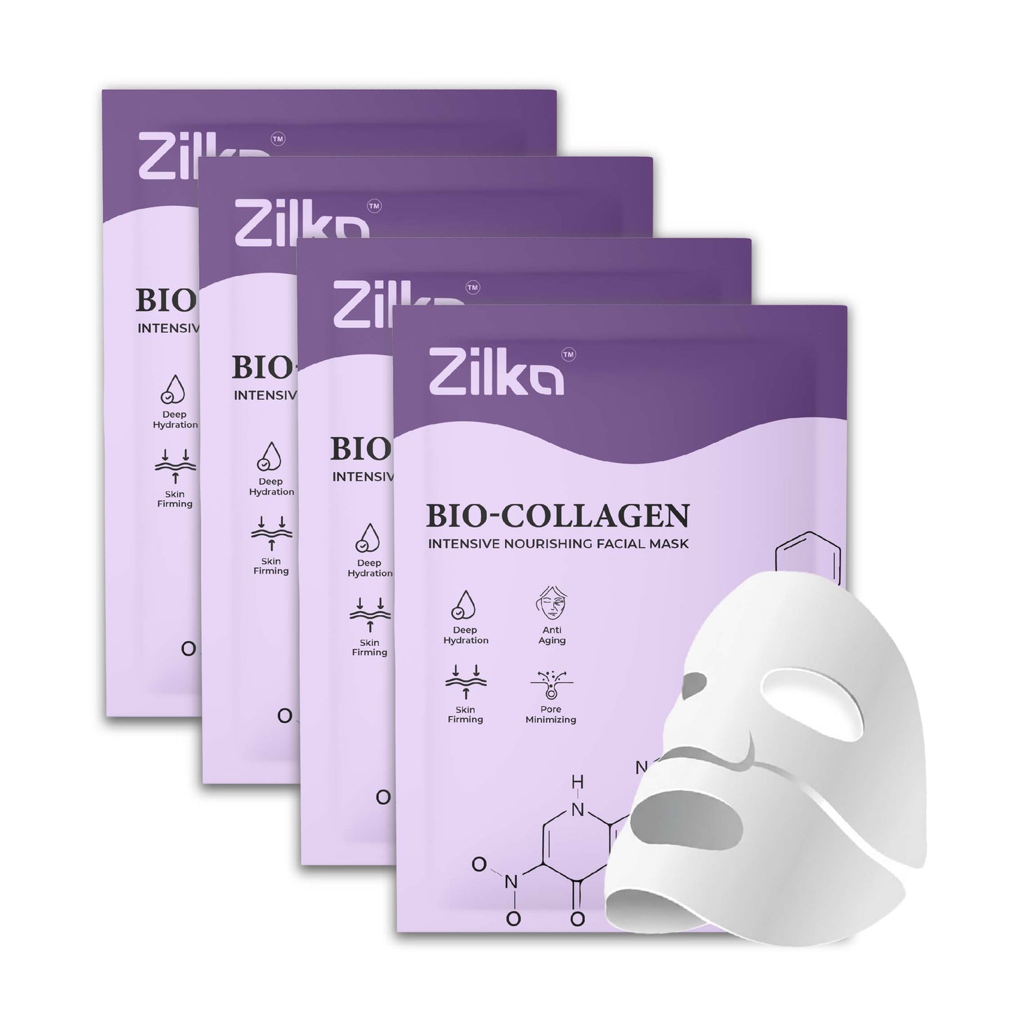 Zilka Bio Collagen Mask for Face (Pack of 4)