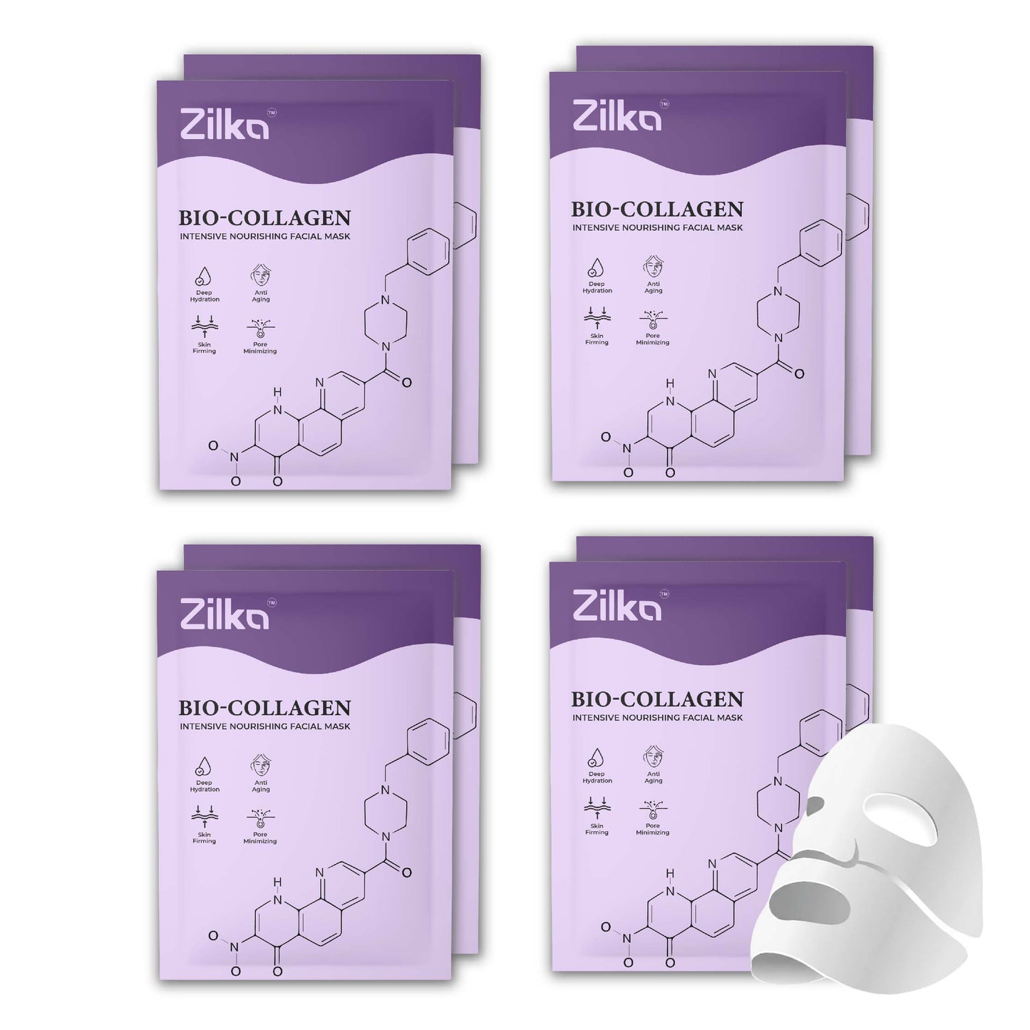 Zilka Bio Collagen Mask for Face (Pack of 8)