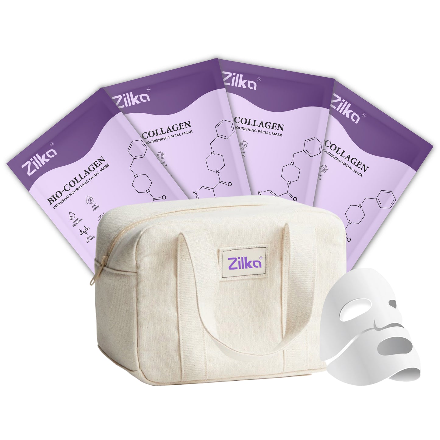 Zilka Bio Collagen Mask for Face (Pack of 4)