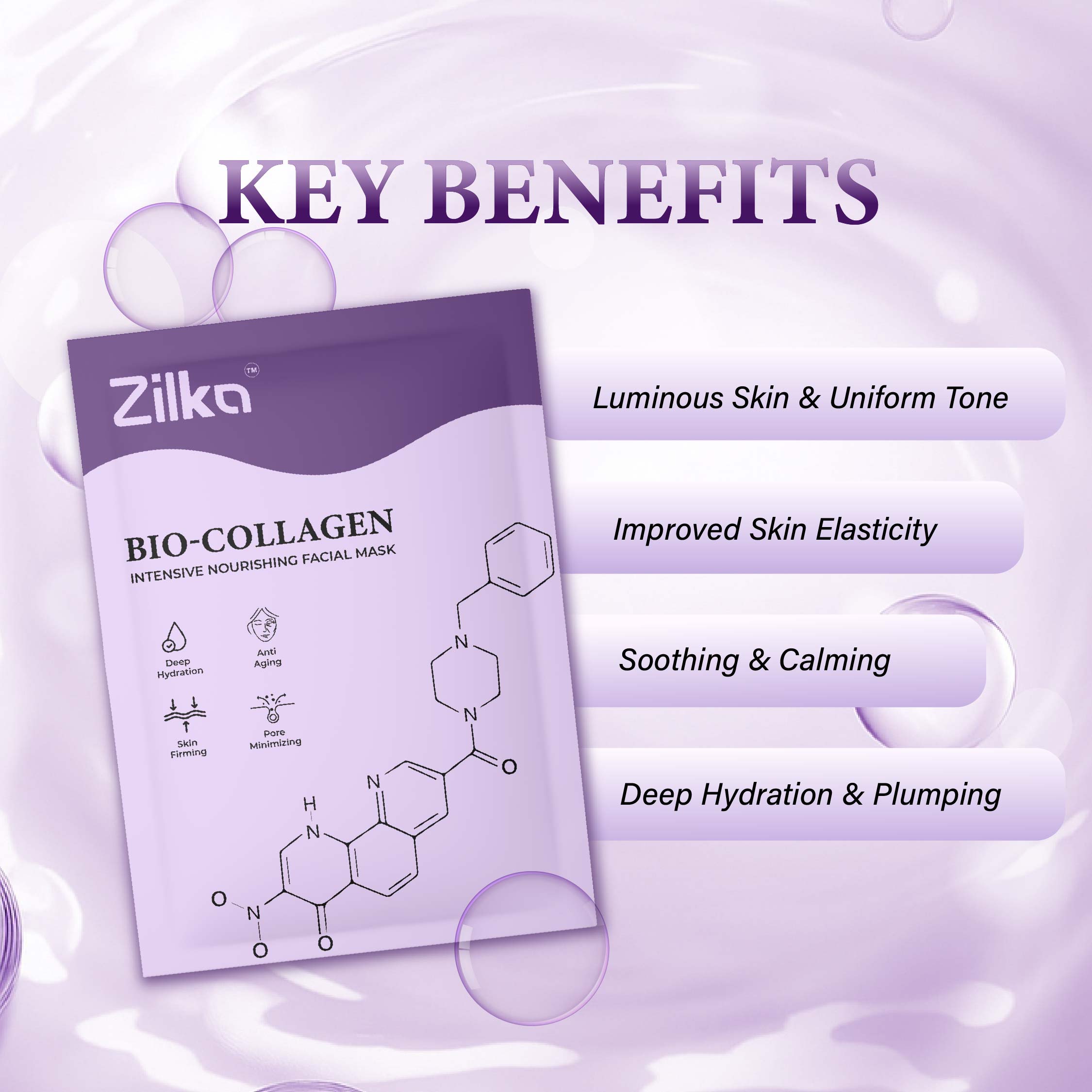 Zilka Collagen Glass Skin Overnight Mask (Pack of 4)